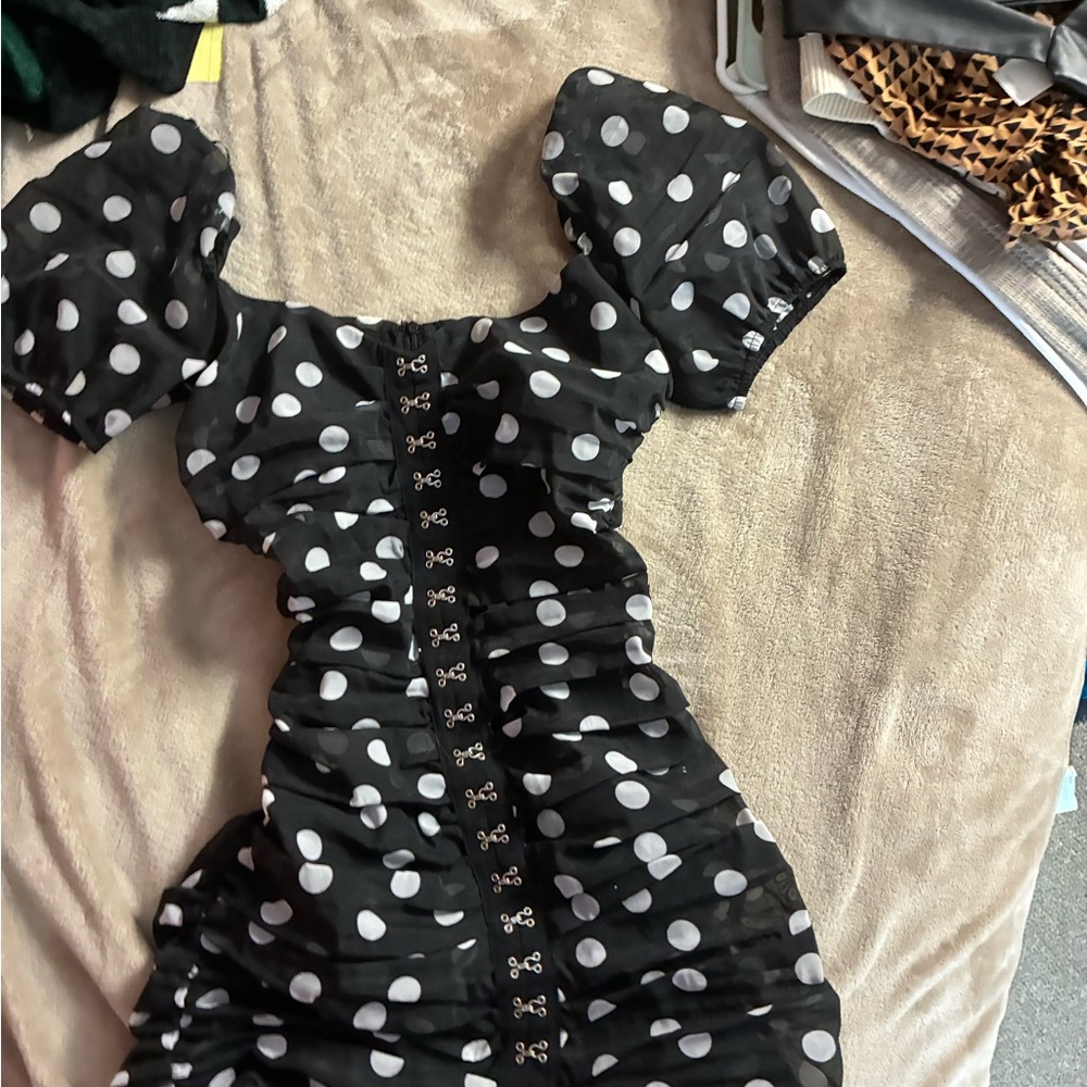 Urban Outfitters Black and White Polka Dot Mini Dress